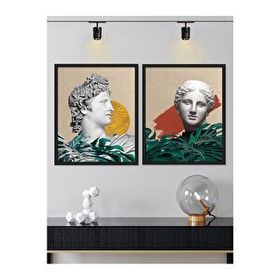 Vetro Design Afrodit ve Apollon 40x50 cm Siyah Çerçeveli Tablo