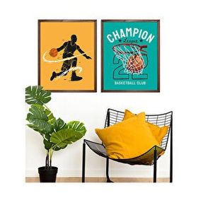 Vetro Design Basketbol 21x30 cm Ceviz Çerçeveli Tablo