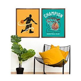 Vetro Design Basketbol 30x40 cm Ceviz Çerçeveli Tablo