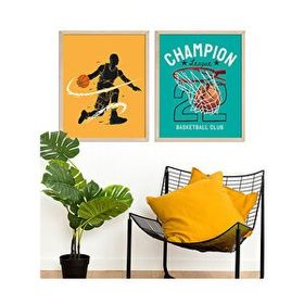 Vetro Design Basketbol 30x40 cm Natural Çerçeveli Tablo