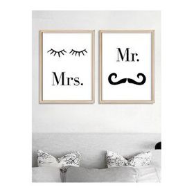 Vetro Design Mrs. Mr. Ahşap 40x50 cm Natural Çerçeveli Tablo