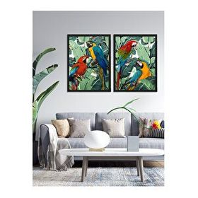 Vetro Design Papağanlar 21x30 cm Siyah Çerçeveli Tablo