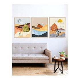 Vetro Design Renkli Manzaralar 21x30 cm Natural Çerçeveli Tablo