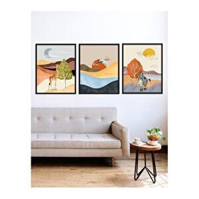 Vetro Design Renkli Manzaralar 21x30 cm Siyah Çerçeveli Tablo
