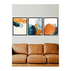 Vetro Design Turuncu ve Mavi 21x30 cm Siyah Çerçeveli Tablo