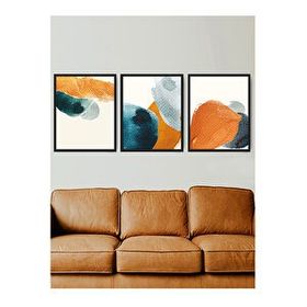 Vetro Design Turuncu ve Mavi 30x40 cm Siyah Çerçeveli Tablo