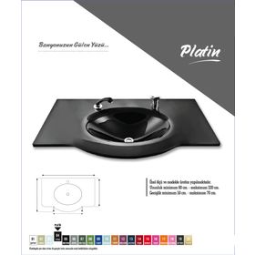 Vetrola 80 x 56 cm Platin Modeli Cam Lavabo