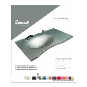 Vetrola 80 x 56 cm Sancak Modeli Cam Lavabo