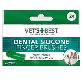 Vets Best 5 Adet Silikon Parmak Kedi ve Köpekler için Diş Fırçası