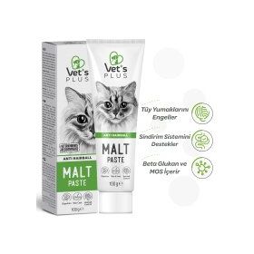 Vet's Plus Anti-Hairball 100 gr Tüy Yumağı Önleyici Malt Kedi Macunu