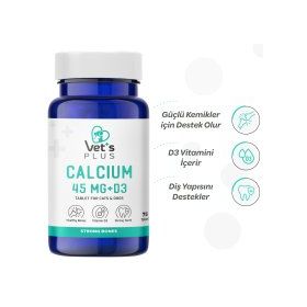 Vet's Plus Calcium Kedi ve Köpekler İçin 75'li Kalsiyum Tablet