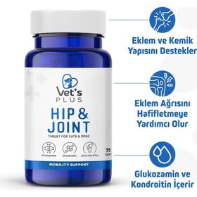 Vet's Plus Hip Joint Kedi ve Köpekler için Eklem Yapısı Destekleyici 75'li Glukozamin Tablet