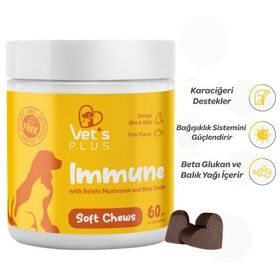 Vet's Plus Immune Kedi ve Köpekler İçin Bağışıklık Sistemi Destekleyici 60'lı Çiğnenebilir Tablet