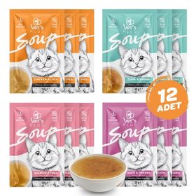 Vet's Plus Karışık Çeşitli Tahılsız 12x50 gr Kedi Çorbası