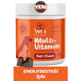 Vet's Plus Multi-Vitamin Kedi ve Köpekler İçin Spirulinalı Vitamin 60'lı Çiğnenebilir Tablet