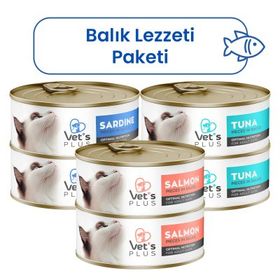 Vet's Plus Optimal Nutrition Balık Lezzeti Serisi Tahılsız 6x85 gr Kedi Konservesi
