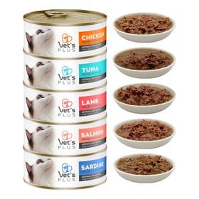 Vet's Plus Optimal Nutrition Karışık Çeşitli Tahılsız 5x85 gr Kedi Konservesi