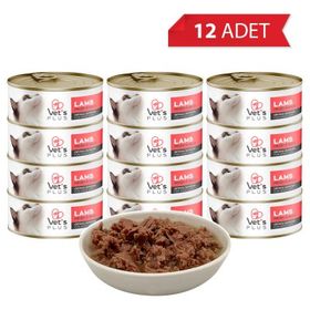 Vet's Plus Optimal Nutrition Kuzu Etli Tahılsız 12x85 gr Kedi Konservesi