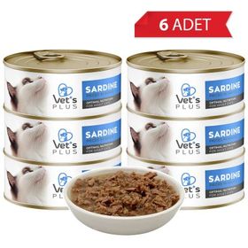 Vet's Plus Optimal Nutrition Sardalya Balıklı Tahılsız 6x85 gr Kedi Konservesi