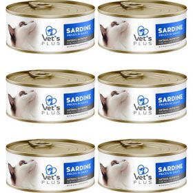 Vet's Plus Optimal Nutrition Sardalya Balıklı Tahılsız 6x85 gr Kedi Konservesi