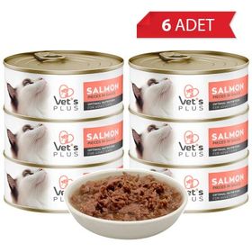 Vet's Plus Optimal Nutrition Somon Balıklı Tahılsız 6x85 gr Kedi Konservesi