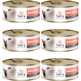 Vet's Plus Optimal Nutrition Somon Balıklı Tahılsız 6x85 gr Kedi Konservesi