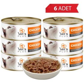 Vet's Plus Optimal Nutrition Tavuk Etli Tahılsız 6x85 gr Kedi Konservesi