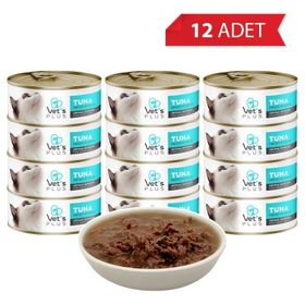 Vet's Plus Optimal Nutrition Ton Balıklı Tahılsız 12x85 gr Kedi Konservesi