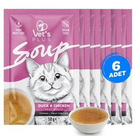 Vet's Plus Ördekli ve Tavuklu Tahılsız 6x50 gr Kedi Çorbası
