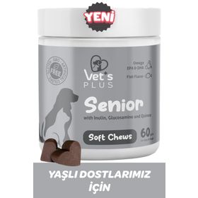 Vet's Plus Senior Yaşlı Kedi ve Köpekler İçin İnülin ve Glukozamin 60'lı Çiğnenebilir Tablet