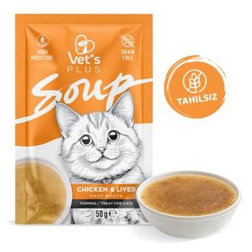Vet's Plus Tavuklu ve Ciğerli 50 gr Tahılsız Kedi Çorbası