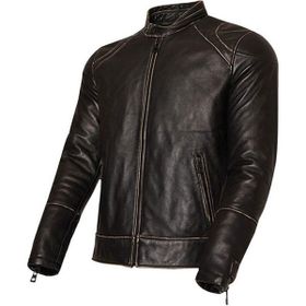 Vexo Vintage Siyah Deri Motosiklet Montu