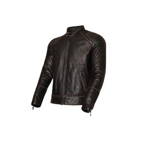 Vexo Vintage Siyah Deri Motosiklet Montu