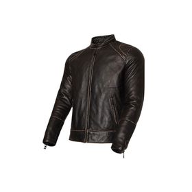 Vexo Vintage Siyah Deri Motosiklet Montu