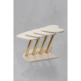 Veys Sehpa 4'lü Gold Kalp Krem Zigon Sehpa