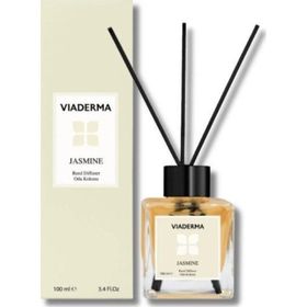 Viaderma 100 ml Kare Şişe Yasemin Esansı Bambu Çubuklu Oda Kokusu