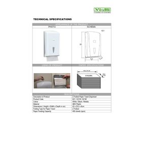 Vialli K21M 400 Kağıt Gri Banyo Mutfak Lavabo Pratik Z Katlı Kağıt Havlu Dispenseri