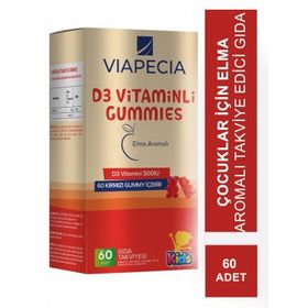 Viapecia Kids D3 Vitaminli Elma Aromalı 60 Çiğnenebilir Tablet