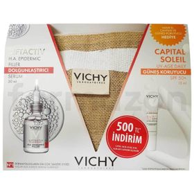 Vichy Liftactiv Supreme H.A. Epidermic Filler 30 ML Dolgunlaştırıcı Serum+Capital Soleil SPF50+ 15 ML Güneş Koruyucu+Çanta