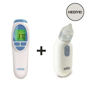 Vicks VNT 200 Temassız Ateş Ölçer+Braun BNA100 Burun Aspiratörü Set