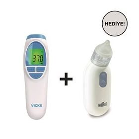 Vicks VNT 200 Temassız Ateş Ölçer+Braun BNA100 Burun Aspiratörü Set