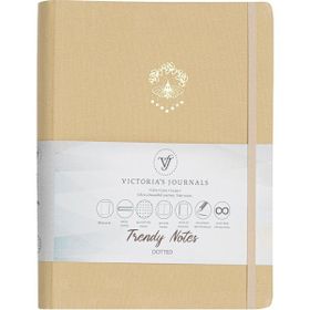 Victoria's Journals 16 x 22.5 cm Bej Canvas Gizli Spiralli Yaldızlı Sert Kapak Noktalı Defter