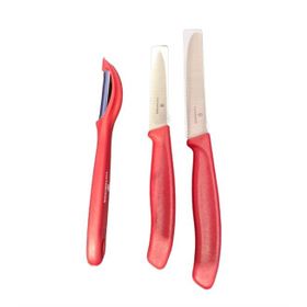 Victorinox 3'lü Soyacak Kırmızı Bıçak Seti