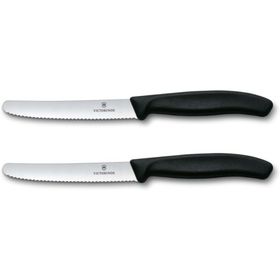 Victorinox 6.7833.B 11 cm Siyah 2'li Tırtıklı Blisterli Domates ve Sofra Bıçağı