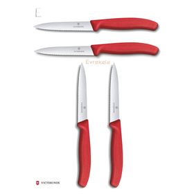 Victorinox Evrekala Kırmızı 10 cm 4'lü Büyük Bıçak Seti