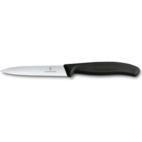 Victorinox Tırtıklı Sivri Siyah 10 cm Soyma Bıçağı