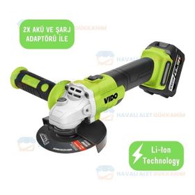 Vido WD040520210 21 V Akülü Kömürsüz Motor Avuç Taşlama ve 2x vAkü
