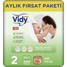 Vidy Baby Premium No:2 Mini 264 Adet Bebek Bezi