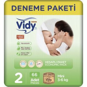 Vidy Baby Premium No:2 Mini 66 Adet Bebek Bezi