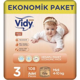 Vidy Baby Premium No:3 Midi 108 Adet Bebek Bezi